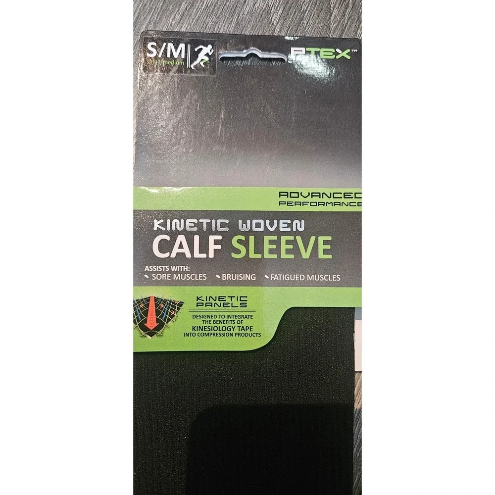 Ptex Kinetic Woven Calf Sleeve Size S/M + Leg Kinesiology Tape‎ Quick Pack